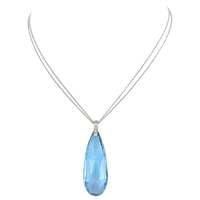 Aquamarine Briolette and Diamond Necklace in 18 Karat White Gold