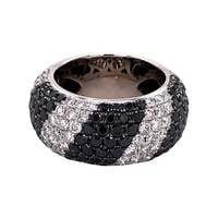 Black and White Diamonds Zebra Ring in 18 Karat White Gold Black and White Diamonds Zebra Ring in 18 Karat White Gold