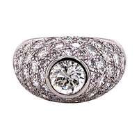 Diamond 18 Karat White Gold Dome Ring