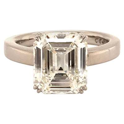 GIA Certified 3.37 Carat H-IF Emerald Cut Diamond Ring
