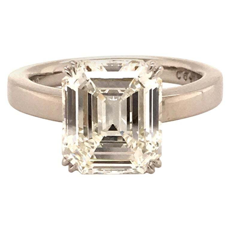 GIA Certified 3.37 Carat H-IF Emerald Cut Diamond Ring GIA Certified 3.37 Carat H-IF Emerald Cut Diamond Ring