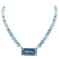 24.24 Carat Aquamarine Necklace in 18 Karat White Gold with Diamonds