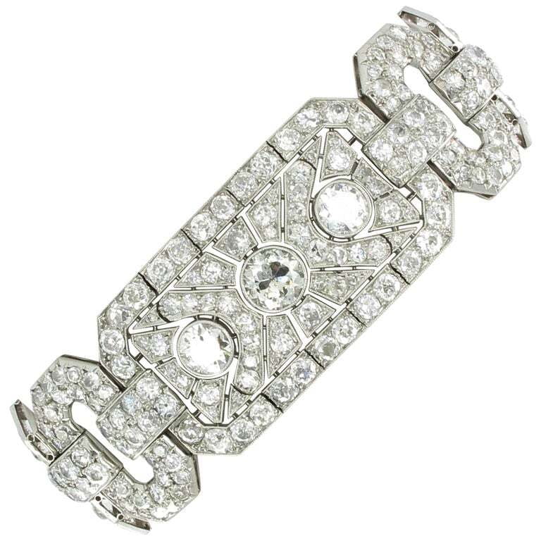 Impressive Art Deco Diamond Platinum Bracelet Impressive Art Deco Diamond Platinum Bracelet