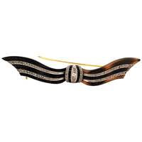 Antique Tortoise Shell and Diamond Brooch in 18 Karat Yellow Gold and Platinum Antique Tortoise Shell and Diamond Brooch in 18 Karat Yellow Gold and Platinum