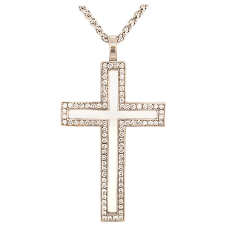 Diamond White Gold 750 Cross Pendant