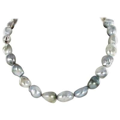 Beautiful Baroque Tahitian Cultured Pearl and Diamond Necklace