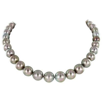Tahitian Cultured Pearl Necklace with White Gold Ball Fermoir