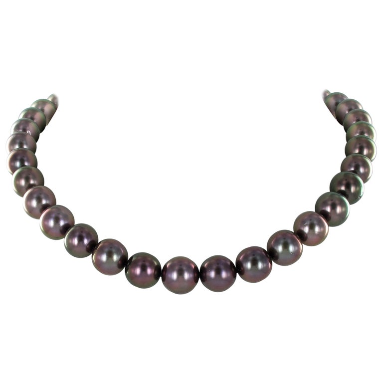 Multicolored Tahitian Cultured Pearl and Diamond Necklace