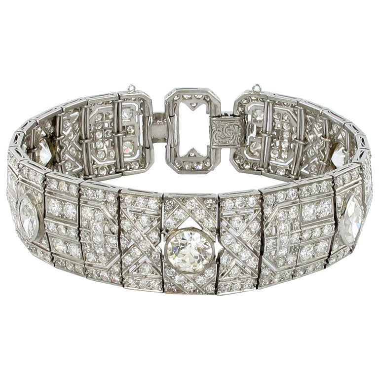 Art Deco Bracelet with Diamonds in Platinum 950