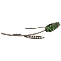 Blackened White Gold Tsavorite and Diamond Tulip Brooch