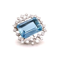 Aquamarine and Diamond Pendant/Brooch in 18 Karat White Gold by J. F. Neukomm Aquamarine and Diamond Pendant/Brooch in 18 Karat White Gold by J. F. Neukomm
