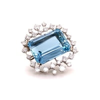 Aquamarine and Diamond Pendant/Brooch in 18 Karat White Gold by J. F. Neukomm