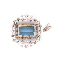Aquamarine and Diamond Pendant/Brooch in 18 Karat White Gold by J. F. Neukomm