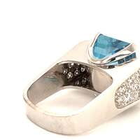 Aquamarine and Diamond in White Gold