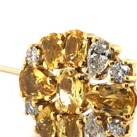 Magnificent Yellow Sapphire and Diamond Pin in 18K Yellow Gold