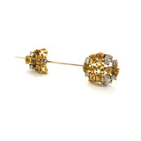 Magnificent Yellow Sapphire and Diamond Pin in 18K Yellow Gold