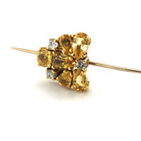 Magnificent Yellow Sapphire and Diamond Pin in 18K Yellow Gold