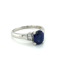 Classic Sapphire and Diamond Ring in 18 Karat White Gold