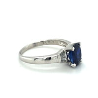 Classic Sapphire and Diamond Ring in 18 Karat White Gold