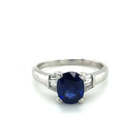 Classic Sapphire and Diamond Ring in 18 Karat White Gold