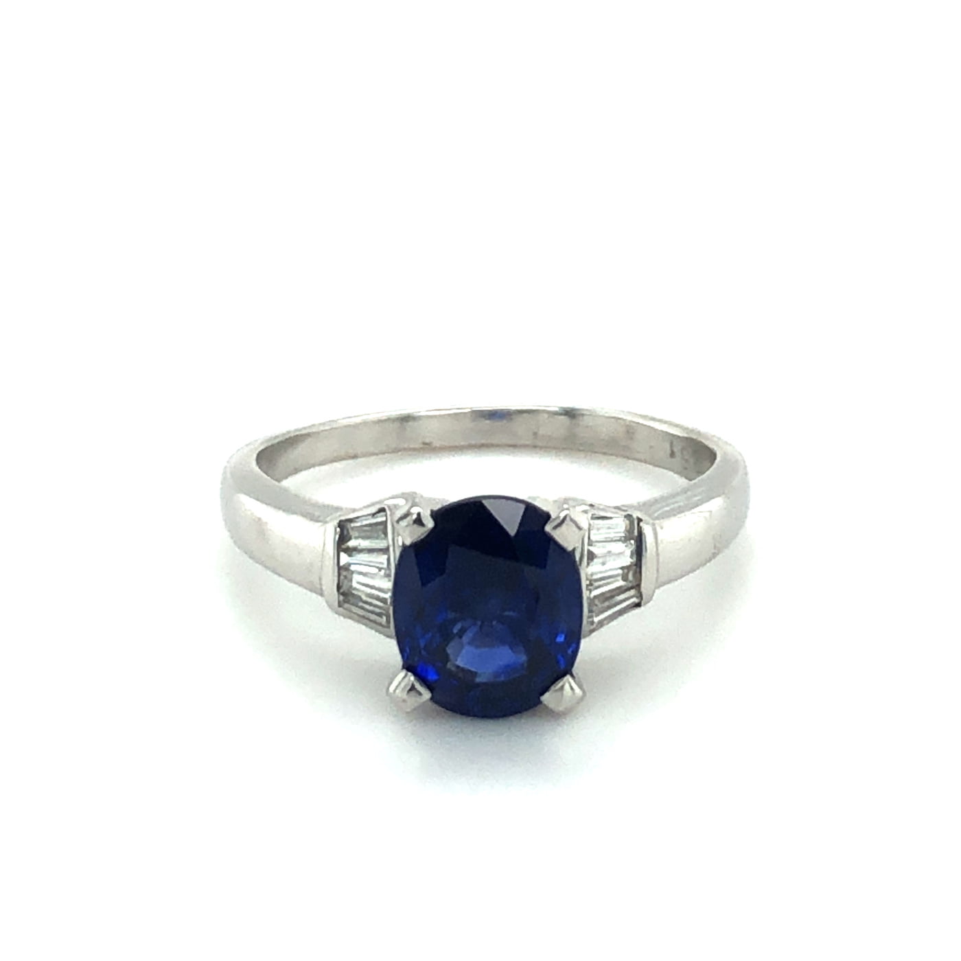 Classic Sapphire and Diamond Ring in 18 Karat White Gold