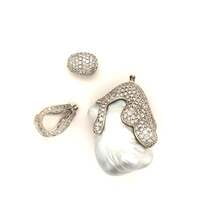 Spectacular South Sea Cultured Pearl and Diamond Pendant in 18 Karat White Gold Spectacular South Sea Cultured Pearl and Diamond Pendant in 18 Karat White Gold