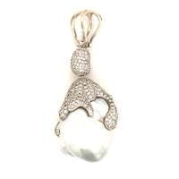 Spectacular South Sea Cultured Pearl and Diamond Pendant in 18 Karat White Gold Spectacular South Sea Cultured Pearl and Diamond Pendant in 18 Karat White Gold