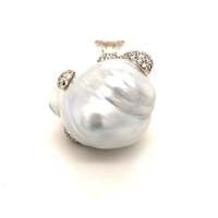 Spectacular South Sea Cultured Pearl and Diamond Pendant in 18 Karat White Gold Spectacular South Sea Cultured Pearl and Diamond Pendant in 18 Karat White Gold