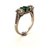 Antique Platinum Emerald Diamond Ring