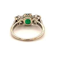 Antique Platinum Emerald Diamond Ring