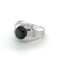 Black Star Sapphire Ring in 18 Karat White Gold by Gübelin