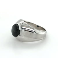 Black Star Sapphire Ring in 18 Karat White Gold by Gübelin