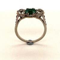 Antique Platinum Emerald Diamond Ring