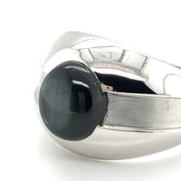 Black Star Sapphire Ring in 18 Karat White Gold by Gübelin