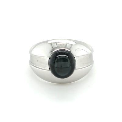 Black Star Sapphire Ring in 18 Karat White Gold by Gübelin
