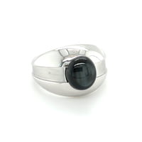 Black Star Sapphire Ring in 18 Karat White Gold by Gübelin