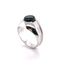 Black Star Sapphire Ring in 18 Karat White Gold by Gübelin