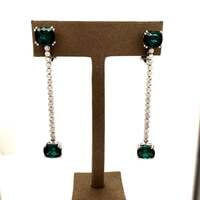 Tourmaline and Diamond White Gold Earhangers Tourmaline and Diamond White Gold Earhangers