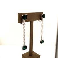 Tourmaline and Diamond White Gold Earhangers Tourmaline and Diamond White Gold Earhangers