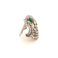 Wonderful Art Deco Clip in Platinum 950 set with Emerald and Diamonds