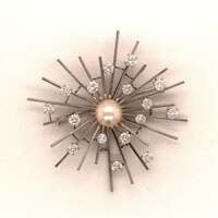 Akoya Pearl and Diamond White Gold Brooch