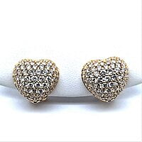 Heart Shaped Diamond Pavé Earrings in 18 Karat Yellow Gold