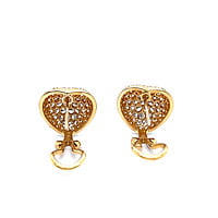 Heart Shaped Diamond Pavé Earrings in 18 Karat Yellow Gold