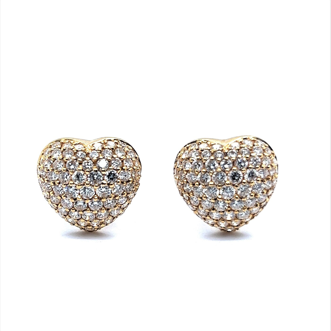 Heart Shaped Diamond Pavé Earrings in 18 Karat Yellow Gold