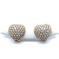 Heart Shaped Diamond Pavé Earrings in 18 Karat Yellow Gold