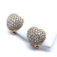 Heart Shaped Diamond Pavé Earrings in 18 Karat Yellow Gold