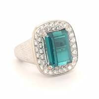 Tourmaline Diamond White Gold Cocktail Ring