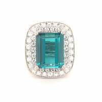 Tourmaline Diamond White Gold Cocktail Ring