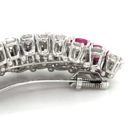 Flamboyant Ruby and Diamond Brooch in White Gold 18 Karat