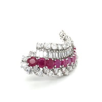 Flamboyant Ruby and Diamond Brooch in White Gold 18 Karat